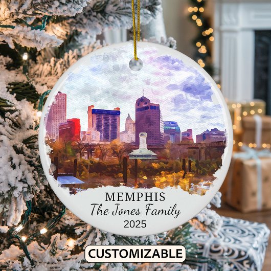 Personalisierte Memphis Ornament, Tennessee Staat Keramik Ornament