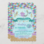 Personalisierte Mermaid Birthday Party Einladung (Vorne/Hinten)