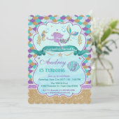 Personalisierte Mermaid Birthday Party Einladung (Stehend Vorderseite)