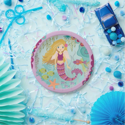 Personalisierte Mermaid Birthday Party Paper Telle Pappteller (Party)