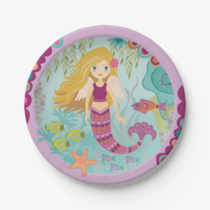 Personalisierte Mermaid Birthday Party Paper Telle Pappteller