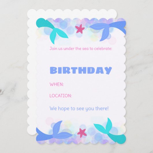 Personalisierte Mermaid-Geburtstagseinladungen Einladung (Vorne/Hinten)