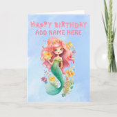 Personalisierte Mermaid Happy Birthday Card Karte (Vorderseite)