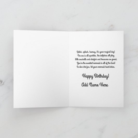 Personalisierte Mermaid Happy Birthday Card Karte (Innenseite)