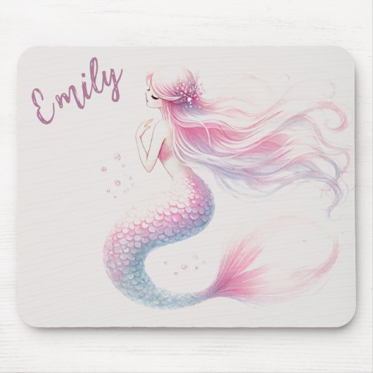 Personalisierte Mermaid Pink Mouse Pad Mousepad (Vorne)