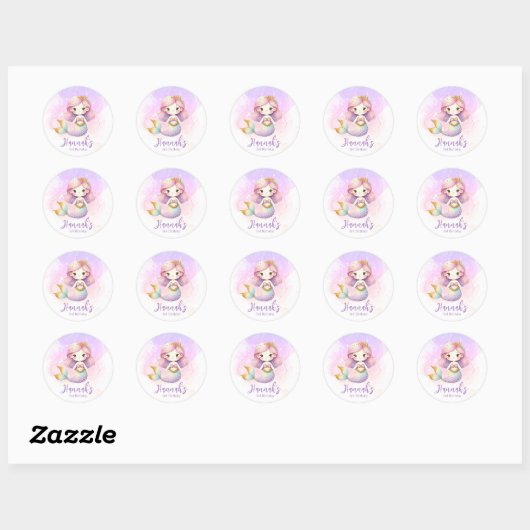 Personalisierte Mermaid Round Stickers (Blatt)