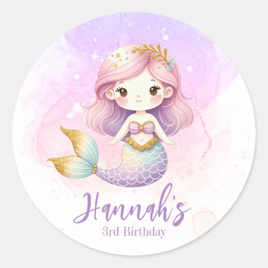 Personalisierte Mermaid Round Stickers (Vorderseite)