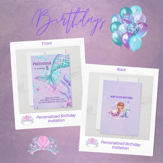 Personalisierte Mermaid zum Geburtstag Ankündigung