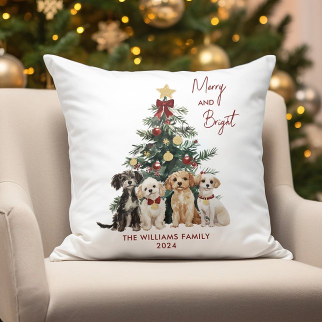 Personalisierte Merry & Bright Hunde Weihnachten Kissen (Von Creator hochgeladen)