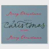 PERSONALISIERTE MERRY CHRISTMAS GIFT WRAP GRAU BLU GESCHENKPAPIER (Flach)