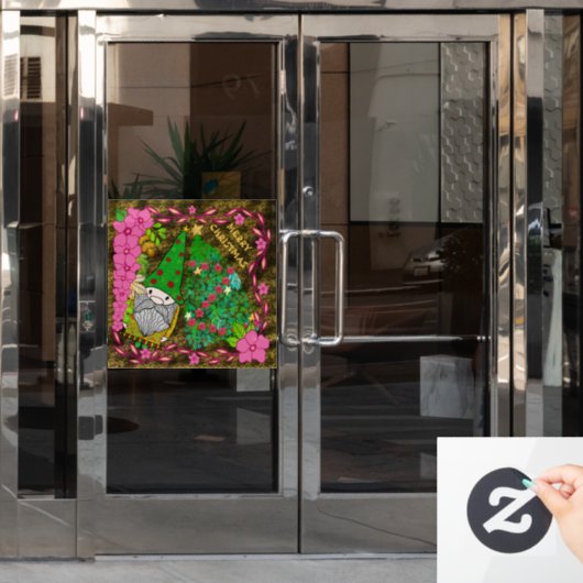 PERSONALISIERTE MERRY CHRISTMAS MIT GNOME XMAS TRE FENSTERAUFKLEBER (Büro Tür)