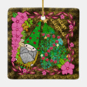 PERSONALISIERTE MERRY CHRISTMAS MIT GNOME XMAS TRE KERAMIKORNAMENT (Rückseite)