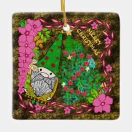 PERSONALISIERTE MERRY CHRISTMAS MIT GNOME XMAS TRE KERAMIKORNAMENT