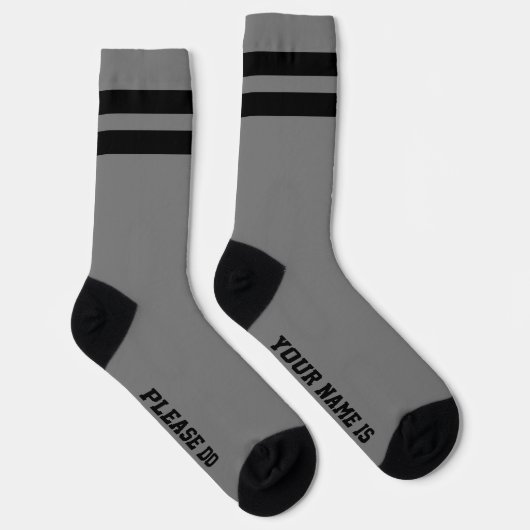 PERSONALISIERTE Message Socks Grau Socken (Rechts)