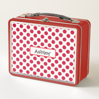 Personalisierte Metall-Lunchbox mit Punkten Metall Brotdose