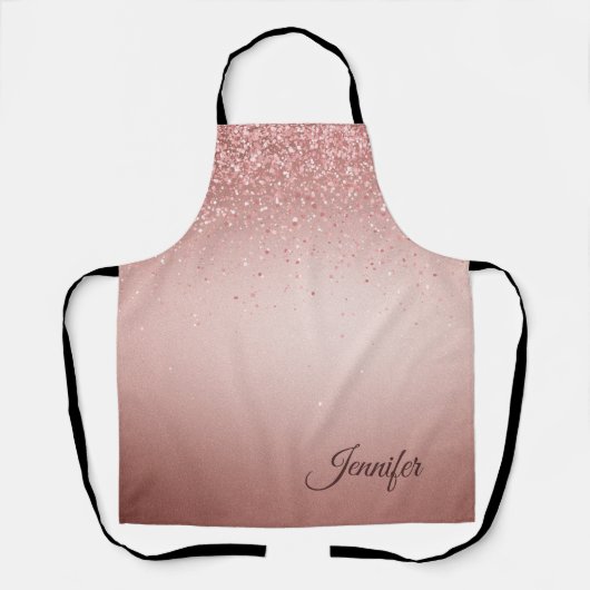 Personalisierte Metallic Rose Gold Glitzer Drippin Schürze (Vorderseite)