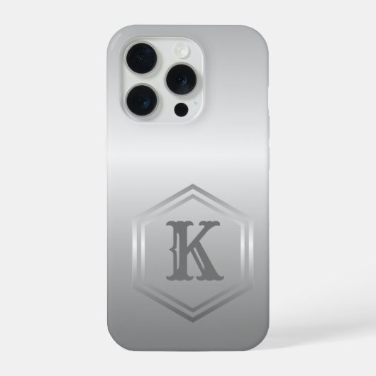 Personalisierte Metallic Silber Monogramm iPhone Hülle (Rückseite)