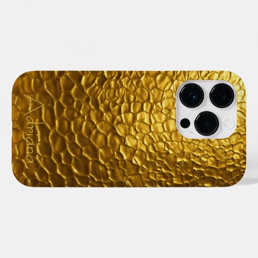 Personalisierte Metallic Titan Gold Radialtextur Case-Mate iPhone Hülle (Rückseite (Horizontal))