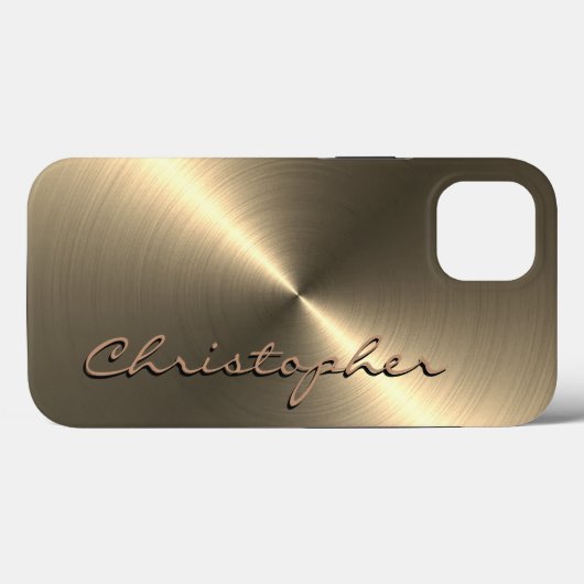 Personalisierte Metallic Titan Gold Radialtextur Case-Mate iPhone Hülle (Rückseite (Horizontal))