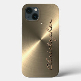 Personalisierte Metallic Titan Gold Radialtextur Case-Mate iPhone Hülle