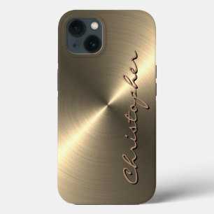 Personalisierte Metallic Titan Gold Radialtextur Case-Mate iPhone Hülle