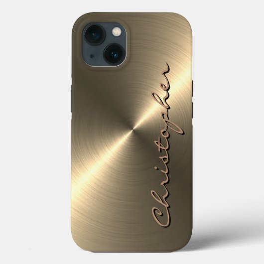 Personalisierte Metallic Titan Gold Radialtextur Case-Mate iPhone Hülle (Rückseite)