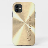 Personalisierte Metallic Titan Gold Radialtextur Case-Mate iPhone Hülle (Rückseite)