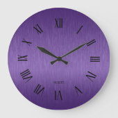Personalisierte Metallische lila römische Zahlen Große Wanduhr (Vorderseite)