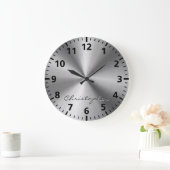 Personalisierte metallische Radialtextur Große Wanduhr (Zuhause)