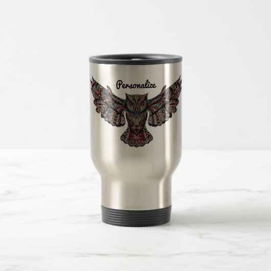 Personalisierte metallisierte Eulen-Kunst Reisebecher (Mittel)