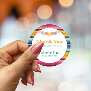 Personalisierte mexikanische Fiesta Stripte Babydu Runder Aufkleber