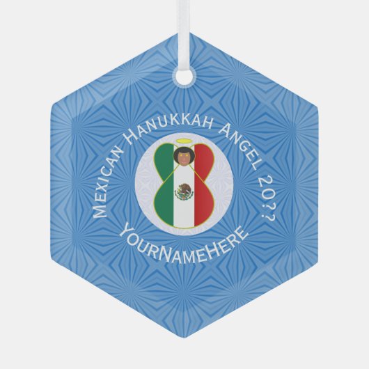Personalisierte mexikanische Flagge Angel Hanukkah Ornament Aus Glas (Vorderseite)