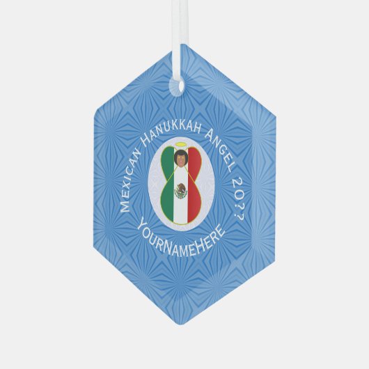Personalisierte mexikanische Flagge Angel Hanukkah Ornament Aus Glas (Vorderseite Links)