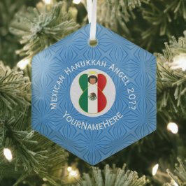 Personalisierte mexikanische Flagge Angel Hanukkah Ornament Aus Glas