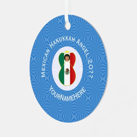 Personalisierte mexikanische Flagge Angel Hanukkah Ornament Aus Metall (Vorderseite links)