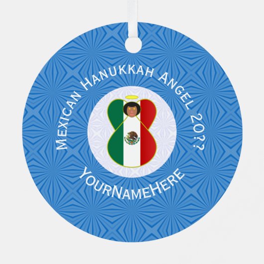 Personalisierte mexikanische Flagge Angel Hanukkah Ornament Aus Metall (Rückseite)