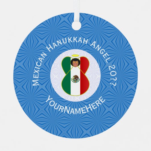 Personalisierte mexikanische Flagge Angel Hanukkah Ornament Aus Metall (Vorderseite)