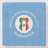 Personalisierte mexikanische Flagge Angel Hanukkah Steinuntersetzer (Vorderseite)