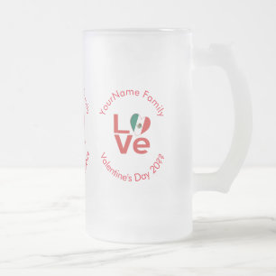 Personalisierte mexikanische rote LOVE-Flagge Mattglas Bierglas