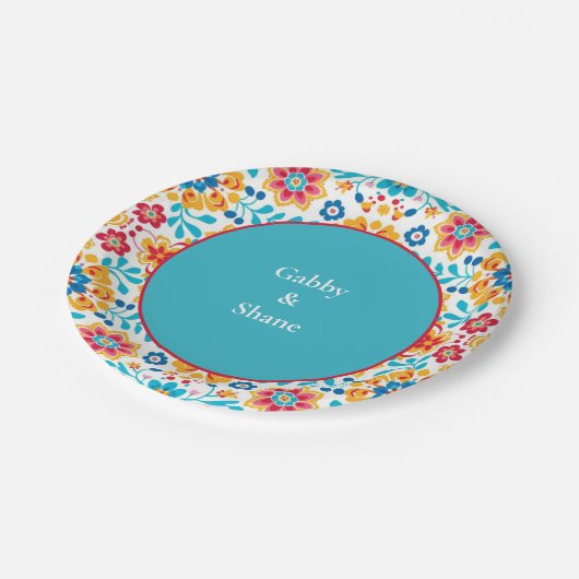 Personalisierte mexikanische Themendusche Pappteller (Schrägansicht)