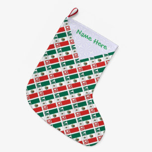 Personalisierte Mexiko-Flagge gekachelt Großer Weihnachtsstrumpf