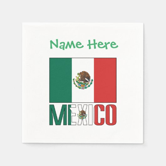 Personalisierte Mexiko-Flagge-Party-Papier Serviette (Vorderseite)