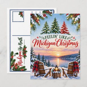 Personalisierte Michigan-Weihnachten im Norden Feiertagspostkarte