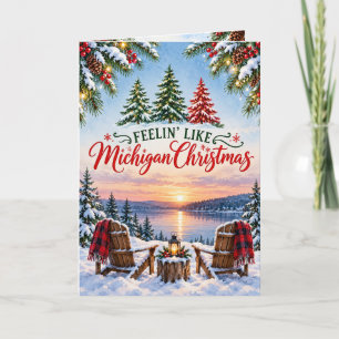 Personalisierte Michigan-Weihnachtskarte Up North Feiertagskarte