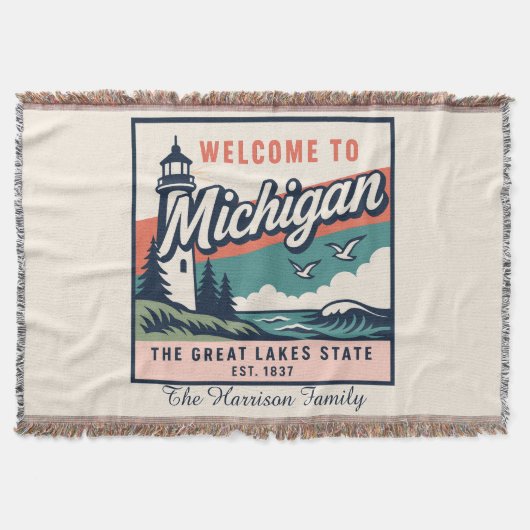Personalisierte Michigan-Wurfdecke Decke (Vorderseite)