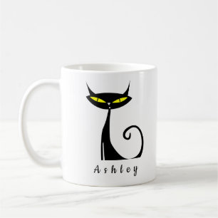 Personalisierte Mid-Century-Modern-Atom-Schwarze K Kaffeetasse