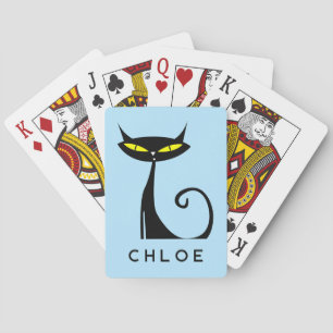 Personalisierte Mid Century Modern Atomic Schwarze Spielkarten