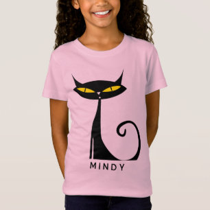 Personalisierte Mid Century Modern Atomic Schwarze T-Shirt