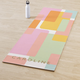 Personalisierte Mid-Century-Modern-Pastell-Geometr Yogamatte