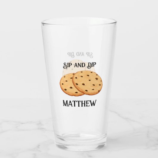 Personalisierte Milch und Cookies, Sip and Dip Glas (Rückseite)